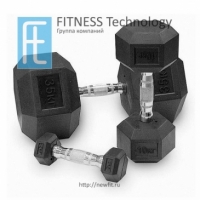 Профессиональные тренировочные гантели Гексагональные обрезиненные, не разборные